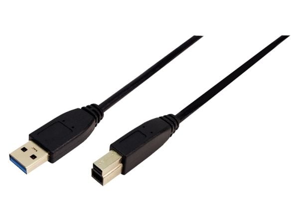 LogiLink 3m USB 3.0, 3 m, USB A, USB B, USB 3.2 Gen 1 (3.1 Gen 1), Hankjønn/hankjønn, Sort