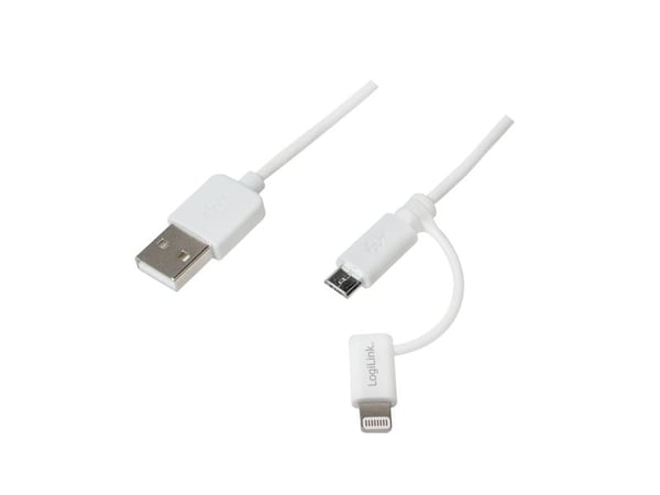 LogiLink CU0118, 1 m, Micro-USB A, USB A, Hvit