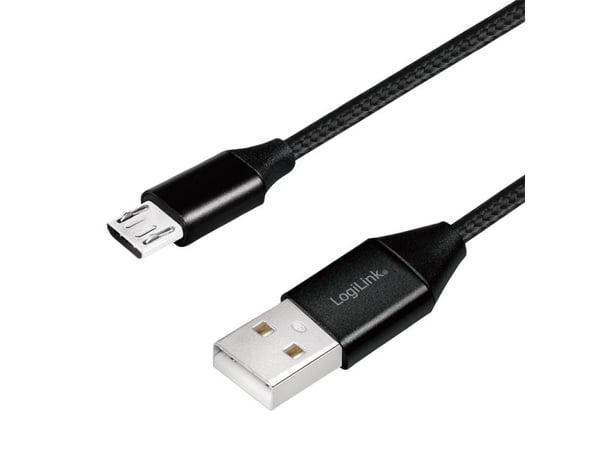 LogiLink CU0143, 0,3 m, USB A, Micro-USB B, USB 2.0, 0,48 Gbit/s, musta