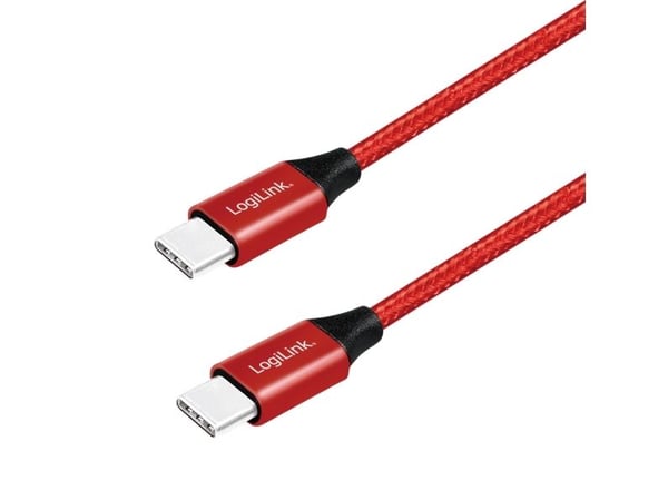 LogiLink CU0155, 0,3 m, USB C, USB C, USB 2.0, Musta, Punainen