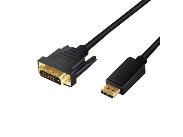 LogiLink CV0130, 1 m, DisplayPort, DVI, Hankjønn, Hankjønn, Gull
