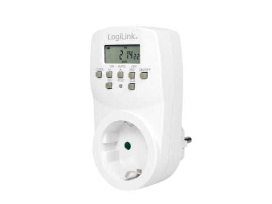LogiLink ET0007, Daglig timer/veckotimer, Vit, Digital, LCD, Knappar, CE