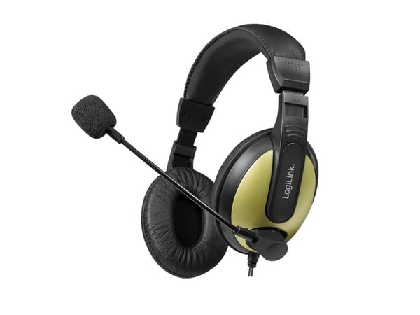LogiLink HS0011A, Koblet med ledninger (ikke trådløs), Samtaler/musikk, 20 - 20000 Hz, 215 g, Hodesett, Sort