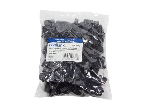 LogiLink MP0006, Kaapelikenkä, musta, RJ-45, 100 kpl