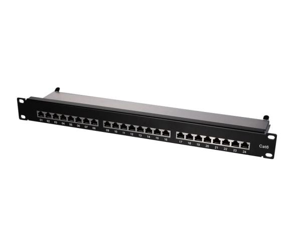 LogiLink - Koblingspanel - CAT 6e - STP - RJ-45 X 24 - svart, RAL 9005 - 1U - 19"