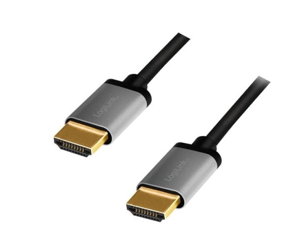 LogiLink - Highspeed - HDMI-kaapeli Ethernetillä - HDMI-uros HDMI-uros - 5 m - kolminkertainen eristys - harmaa, musta - tukee 4K 60 Hz (3840 x 2160)