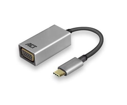ACT AC7000 USB-C til VGA hunnadapter, kabellengde 0,15 m, aluminiumshus