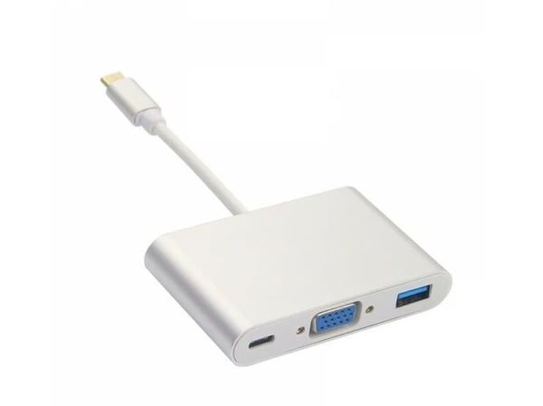 Vivanco IT-USBC VGA C HUB, Koblet med ledninger (ikke trådløs), USB 3.2 Gen 1 (3.1 Gen 1) Type-C, 60 W, Hvit, 5 Gbit/s, 2048 x 1152 piksler