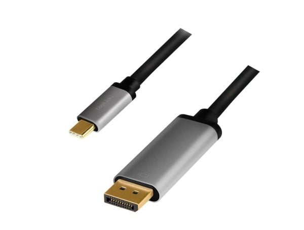 LogiLink CUA0100, DisplayPort, USB 3.2 Gen1 Type-C, 1,8 m, Sort, Grå