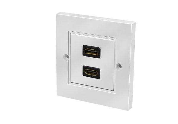 LogiLink liitäntärasia, 2x HDMI-liitin - HDMI-liitin valkoinen, pinta-asennettava rasia, jossa 2 liitäntää, 86 x 86 mm, varten - 1 kpl (AH0018)