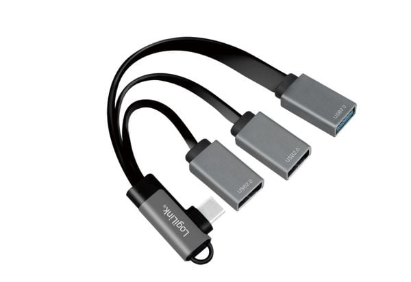LogiLink UA0361, USB 3.2 Gen 1 (3.1 Gen 1) Type-C, USB 2.0, USB 3.2 Gen 1 (3.1 Gen 1) Type-A, 5000 Mbit/s, Sølv, Aluminium, RoHS