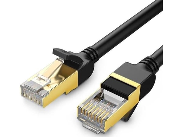 Rund nettverkskabel UGREEN NW107 Ethernet RJ45, Cat.7, STP, 1,5m (svart)