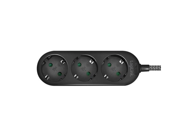 LogiLink LPS261, 1,5 m, 3 AC-pistorasia(a), Sisätila, IP20, 1,5 mm², Musta, Valkoinen