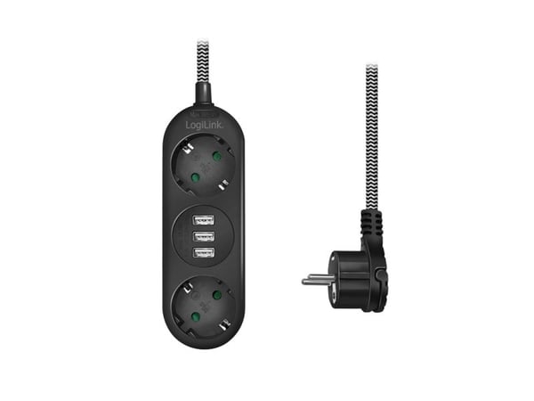 LogiLink LPS262U, 1,5 m, Innendørs, IP20, 1,5 mm², Sort, CE