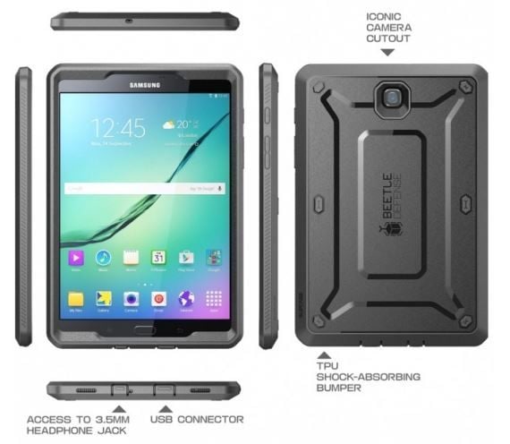 SUPCASE Unicorn Beetle Pro-skal till Galaxy Tab S3 9.7 svart
