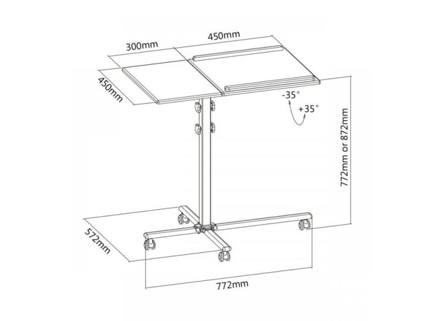 SBOX PFS-2, Multimediavogn, Sort, Sølv, MDF, PVC, Stål, Projektor, 10 kg, 4 hjul