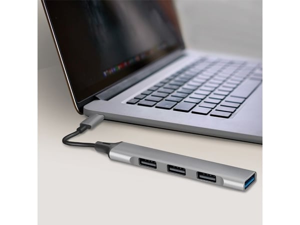 LogiLink UA0392 - USB 3.0/2.0 4-Port Hub Aluminium 4xA slim USB-C-Kabel - Kabel