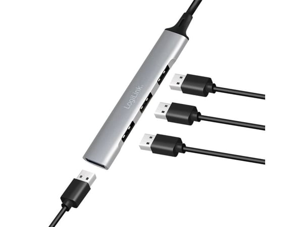 LogiLink UA0392 - USB 3.0/2.0 4-Port Hub Aluminium 4xA slim USB-C-Kabel - Kabel