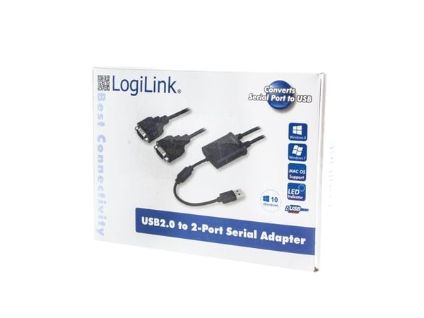 LogiLink AU0031, Musta, USB A-tyyppi, DB-9, Uros, Uros, 201 mm