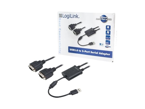 LogiLink AU0031, Musta, USB A-tyyppi, DB-9, Uros, Uros, 201 mm