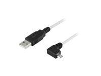 DELTACO - USB-kabel - USB (hann) til Micro-USB type B (hann) - 2 m - 90° kontakt - grå