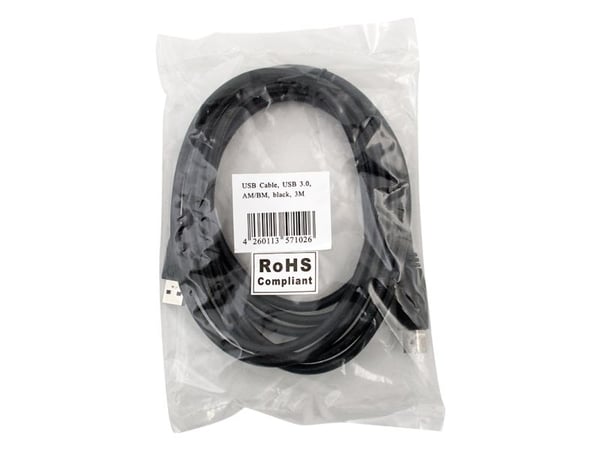 LogiLink 1m USB 3.0, 1 m, USB A, USB B, USB 3.2 Gen 1 (3.1 Gen 1), Hankjønn/hankjønn, Sort