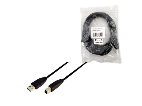 LogiLink 1m USB 3.0, 1 m, USB A, USB B, USB 3.2 Gen 1 (3.1 Gen 1), Hankjønn/hankjønn, Sort