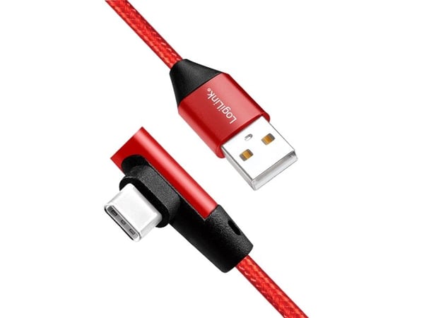 LogiLink CU0146, 1 m, USB A, USB C, USB 2.0, Punainen