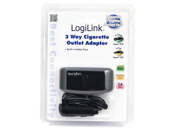 LogiLink PA0038, Automatisk, inomhus, Utomhus, AC, Cigarr tändare, USB, 5 A, Svart