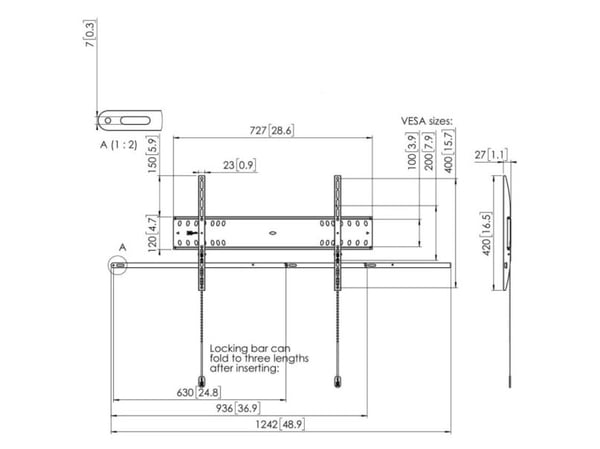 Vogel's PFW 4700 - Brakett - for flatpanel - låsbar - svart - skjermstørrelse: 55"-80" - veggmonterbar
