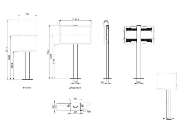 Vogel's POF 7601 - Stativ - for LCD-skjerm - utendørs - svart - skjermstørrelse: 49" - gulvmonterbar - for LG 49XE4F, 49XE4F-B, 49XE4F-M