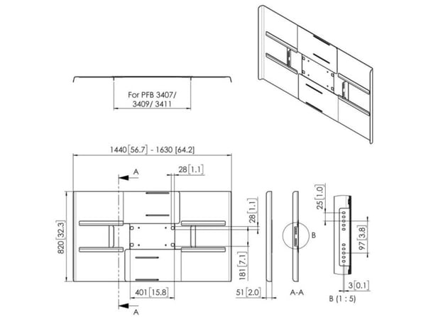 Vogel's Connect-It PFA 9159 - Monteringssett (baksidedeksel) - for LCD-skjerm - svart - skjermstørrelse: 65"-70" - bak flatpanel