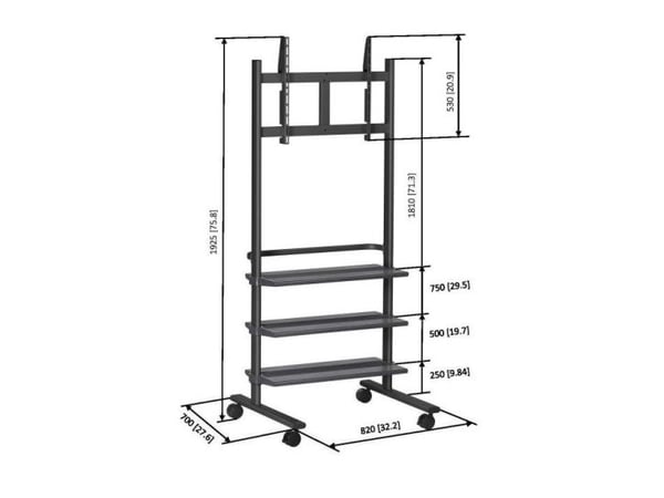 Vogel's PB 175 - Vogn - for flatpanel - sølv - skjermstørrelse: 36"-50" - monteringsgrensesnitt: fra 200 x 100 mm