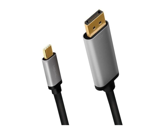 LogiLink CUA0100, DisplayPort, USB 3.2 Gen1 Type-C, 1,8 m, Sort, Grå