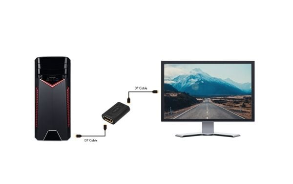 LogiLink - DisplayPort-sovitin - DisplayPort (W) - DisplayPort (W) - DisplayPort 1.4 - tukee 8K 60 Hz (7680 x 4320) - Musta