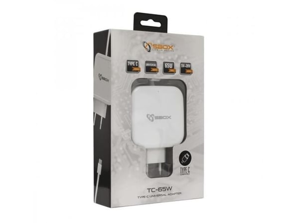 SBOX USB-C-adapter 65W, vit (TC-65W)