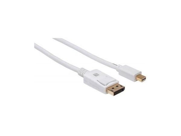 TECHly - DisplayPort-kabel - Mini DisplayPort (hann) til DisplayPort (hann) - 2 m - 4 Kx2K60 Hz-støtte - hvit