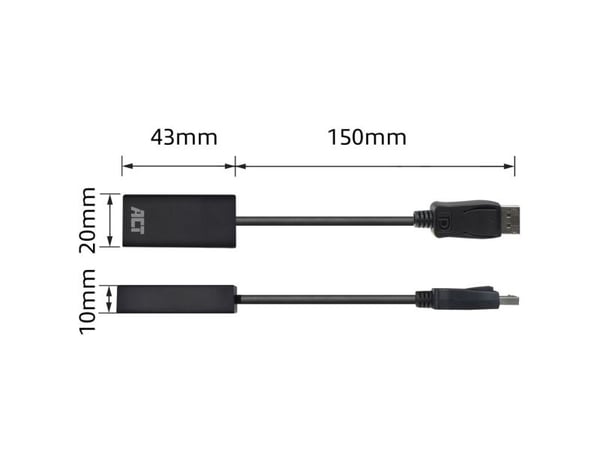 ACT DisplayPort naar HDMI female adapter, 4K, Zip Bag