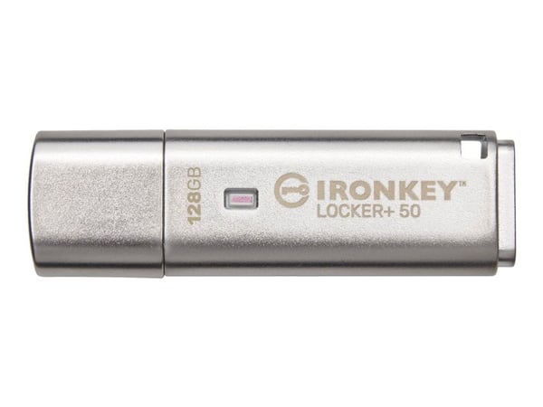 Kingston IronKey Locker+ 50 - USB-flashstasjon - kryptert - 128 GB - USB 3.2 Gen 1