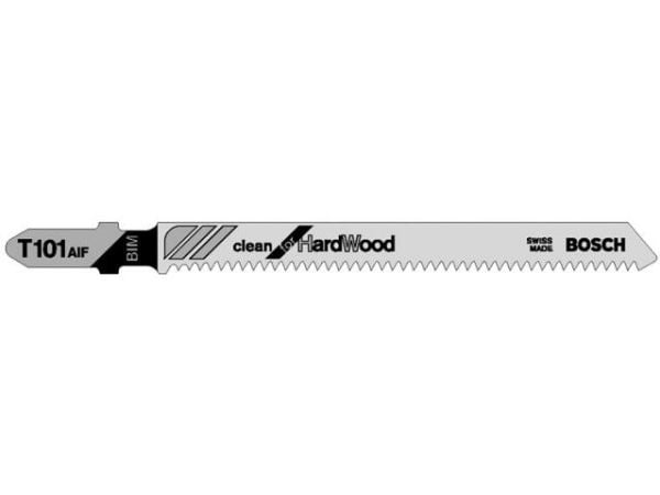 Bosch clean for Hard Wood T 101 AIF - Stikksagblad - for laminat, løvtre, laminerte paneler, epoksy, høytrykkslaminat (HPL) - 5 deler - T-skaft - l...