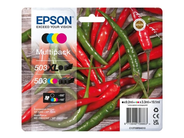 Epson C13T09R94010, Korkea (XL) värintuotto, Musta, Syaani, Magenta, Keltainen, 9,2 ml, 9,9 ml, 4 kpl, Monipakkaus