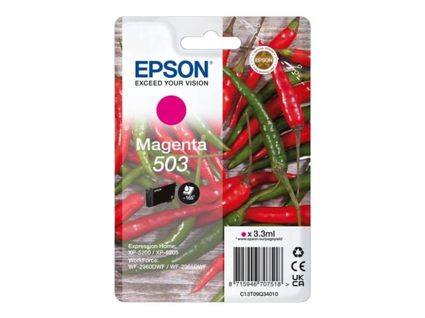 Epson 503, Perusvärintuotto, 3,3 ml, 165 sivua, 1 kpl, Kertapakkaus