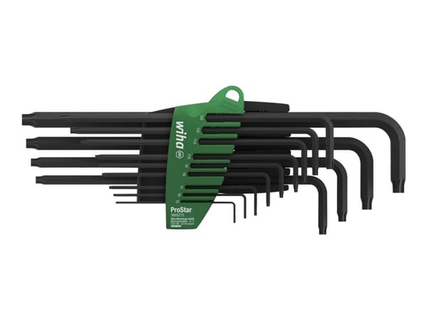 Wiha 24852, L-kuusiokoloavain, T10, T15, T20, T25, T27, T30, T40, T5, T50, T6, T7, T8, T9, Musta, Kromivanadiini-teräs, Muovi, 536 g