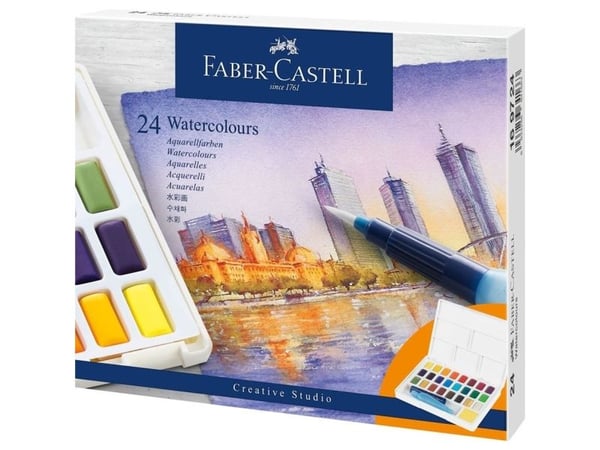 Faber-Castell Creative Studio - Färguppsättning - 24-piece - vattenfärg - 24 färger - blandfärger