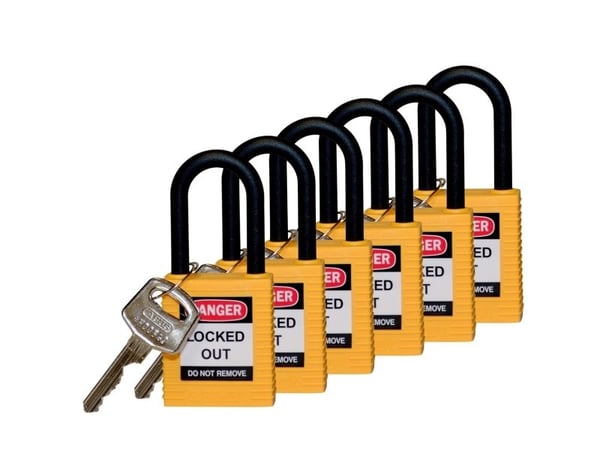 Brady 813596, Tradisjonell, Nøkkellås, Bruk flere nøkler, Gult, Nylon, Nylon