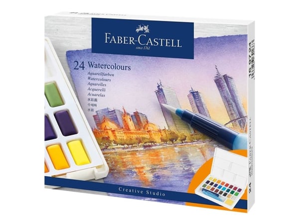 Faber-Castell Creative Studio - Färguppsättning - 24-piece - vattenfärg - 24 färger - blandfärger