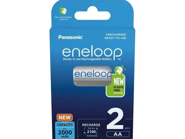 Sanyo BK-3MCDE/2BE, Ladattava akku, AA, 1,2 V, 2 kpl, 2000 mAh, Valkoinen