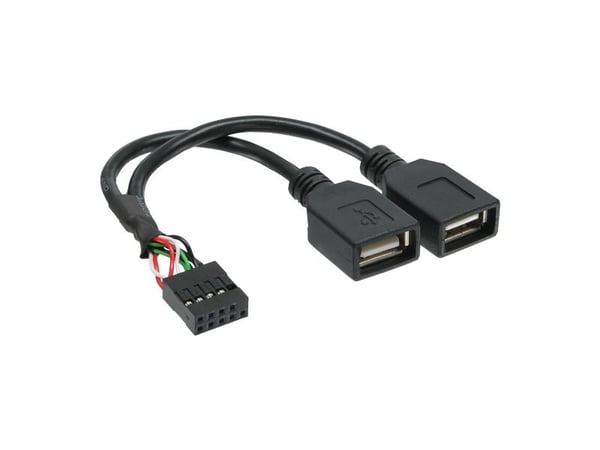 InLine 33440M, 2 x USB A, USB A, Musta