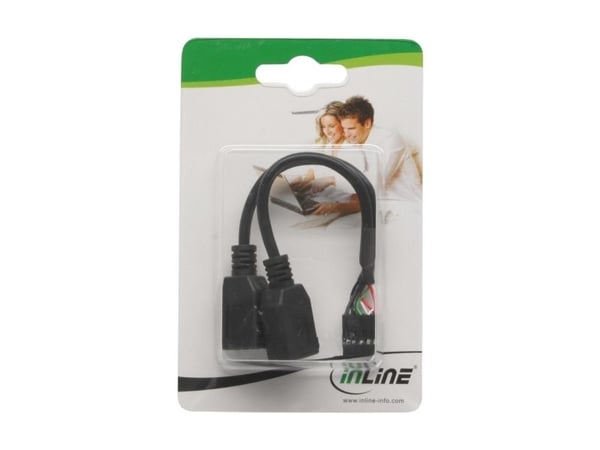 InLine 33440M, 2 x USB A, USB A, Musta