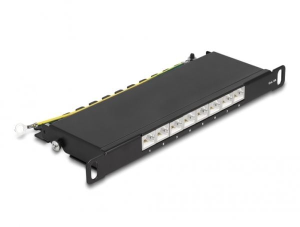 Delock - Koblingspanel - rackmonterbar - CAT 6a - RJ-45 X 8, LSA X 8 - svart - 0.5U - 10"